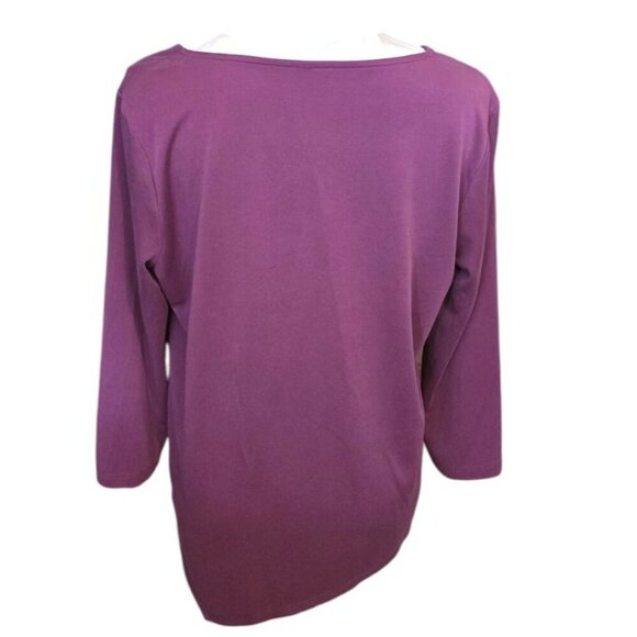 Soft Surroundings Purple Long Sleeve Asymmetrical Casual Flowy Top in Size M - Picture 3 of 5